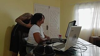 Nicoly Mattos Sucks Boss Cock Then Gives Ass on Reception Sofa