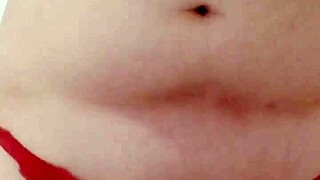 amateur webcam girl plays with thong panties and hard cock!