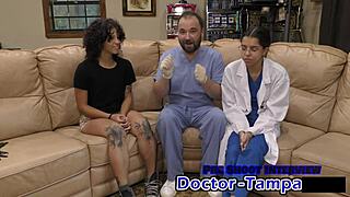 dr tampa gives nicole gloves her first gyno exam backstage