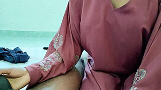 hijabi stepmom craves stepson cock, deepthroat pussy lick in bedroom panties