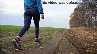 damn that milf ass shakes in tight yoga leggings from behind