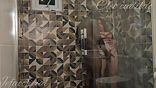 cleo cadillac bathroom surprise fuck bareback by muscular friend cock