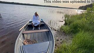 fishnet blonde sucks my monster cock risky outdoor pounding