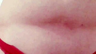 amateur webcam girl plays with thong panties and hard cock!
