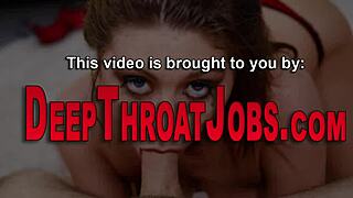 Slut throats monster cock gagging choking deepthroat messy facial cumshot handjob