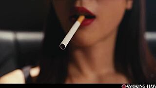 Smoking hot Japanese babe blows dirty talk smoke on my thick cock riding bareback