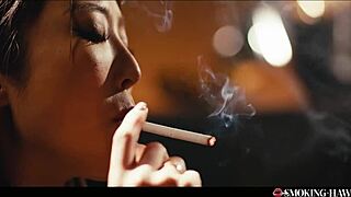 Smoking hot Japanese babe blows dirty talk smoke on my thick cock riding bareback