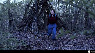 valentina nappi lost in woods, frozen as fuck doll for humiliating facefuck and cum