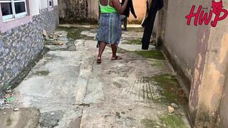 Horny African landlady rides big cock tenant missionary creampie screaming orgasm