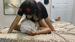 Traditional Busty Nurse Therapist Fucks Oiled Client on Massage Table