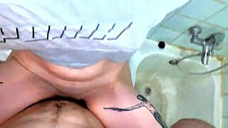 Our morning routine destroys her tight pussy in bathroom!