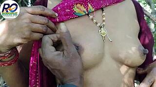 desi girlfriend sneaks from in-laws for forest fuck session