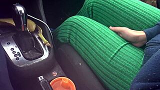 Whoa! Busty French Stepmom Gropes Stepson's Cock in Car!