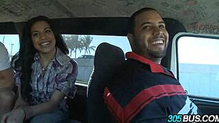 Hot Dominican Babe Fucked Hard For Cash On Bus!