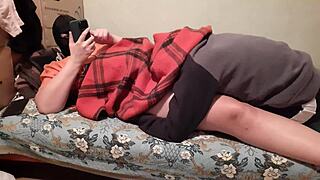 Girlfriend licks pussy while porn makes me cum fast in her mouth