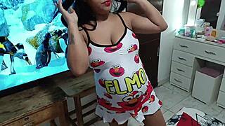 Step-Cousin Keli's Big Natural Tits Nipples Bounce In Homemade Interracial Missionary Fuck