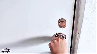 hey neighbor bored gives free blowjob hallway balcony swallows cum