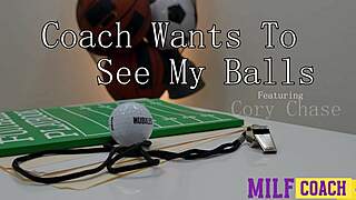 i beg coach cory chase to fuck my balls while pounding her tight milf pussy