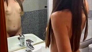 Stepdad Fucks Petite Teen in Bathroom Bareback