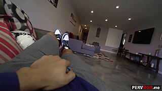 Stepmom Krissy Lynn Milks Stepson's Balls with Big Tits POV