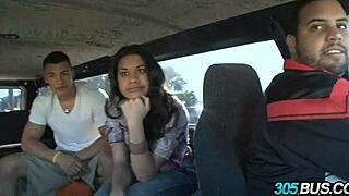 Hot Dominican Babe Fucked Hard For Cash On Bus!