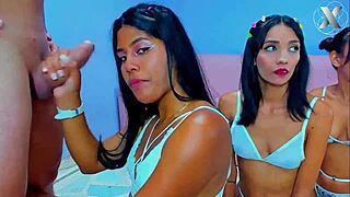 Slutty Stepsisters Surprise Stepdad with Deepthroat Blowjob Duo