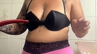 Exhibitionist Wife Flashes Big Pussy Lips Cooking Husband's Friend Dinner Halloween