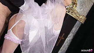 frustrated bride risks church quickie in nylons