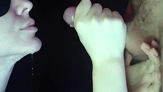 blonde wife sloppy spits close up blowjob cum facial on small cock 💦