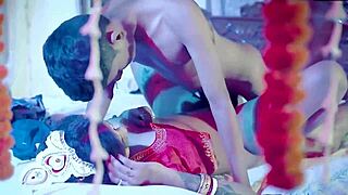 young indian couple's suhaag raat turns dirty with rough pussy fucking and hindi moans