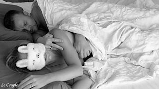 Husband wakes blindfolded wife fingering to orgasm cums on face