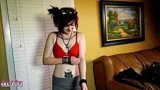 inked cutie marcie squirts on dildo in lingerie!