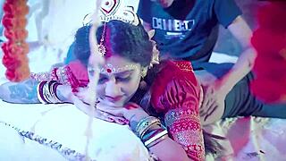 young indian couple's suhaag raat turns dirty with rough pussy fucking and hindi moans