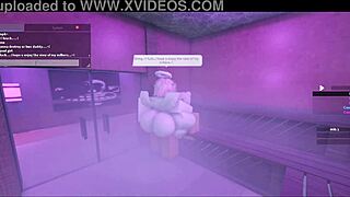 Hot lady's monster cock pounds me deep in sauna heat