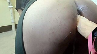 Curvy Blonde Big Ass Shemale Anal Dildo Fucked Milks Cum Farts