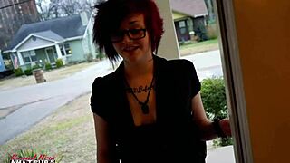 inked cutie marcie squirts on dildo in lingerie!