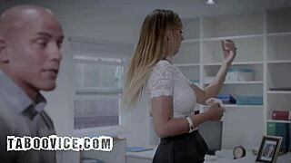 Horny Boss Pounds Bent-Over Blonde Secretary's Shaved Pussy At Work!