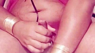 Watch this sexy shemale stroke in indian dress heat