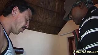 African babe dives into wild threesome orgy fuck outdoors