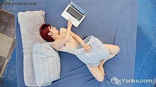 Yanks Redhead Hedera Helix Fingers Curly Bush to Nipple-Twitching Orgasm