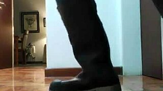 shemale slips off shoes to show off sexy feet close-up