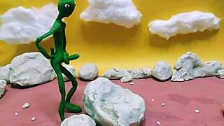 alien monster cock tongue-fucks outdoor with massive toy action