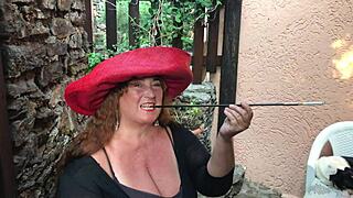 augusta smokes slutty with extra long holder!
