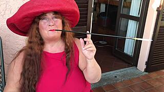 augusta smokes slutty with extra long holder!