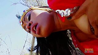 Ebonys Hairy Pussy Pounded Doggystyle Outdoors