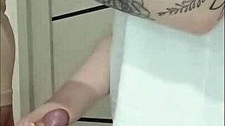 stepmom's friend strokes my cock off at the wild house party