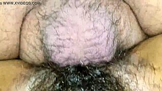 hairy wife beaver gets creamy pussy fucked deep and raw