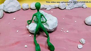 alien monster cock tongue-fucks outdoor with massive toy action