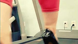 i love strutting in tall black stiletto heels on gym treadmill kyra hellfire