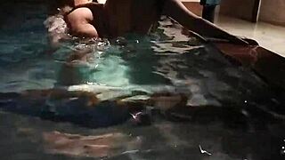Young stud hits buddy's old milf wife in pool